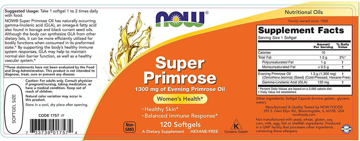 Super Primroseöl 1300 mg - 120 Gelkapseln
