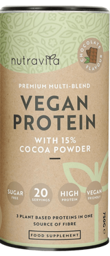 Veganes Protein + Enzyme - 750 g (Schokolade) <tc>Nutravita</tc>