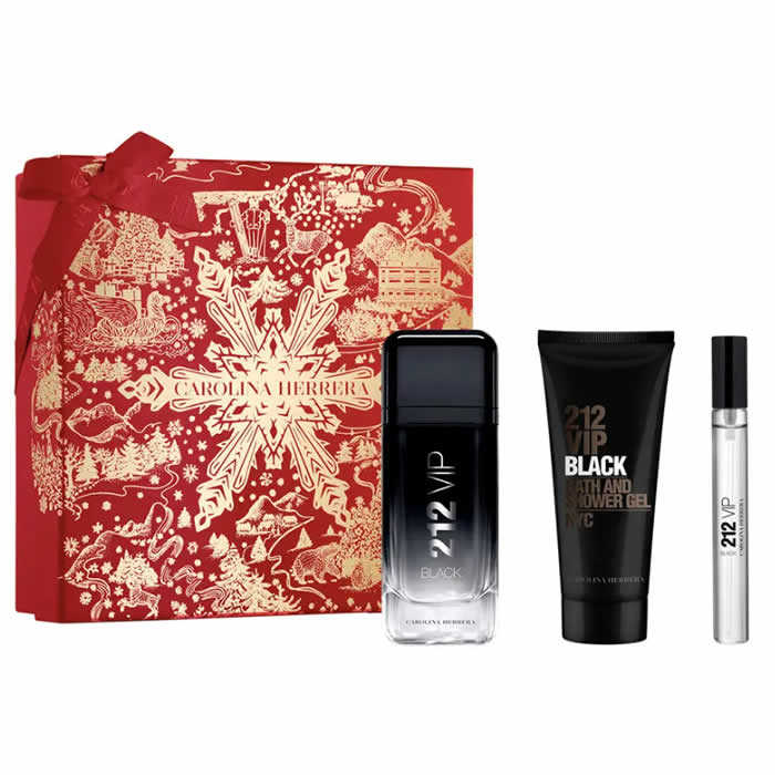 <tc>CAROLINA HERRERA</tc> 212 Vip Black Men Eau de Parfum Spray 100ml Set 3 Stück