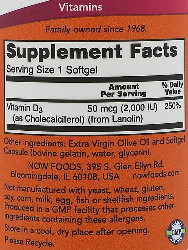 Jetzt Vitamin D3 / 2000 IU / 240 Gelkapseln