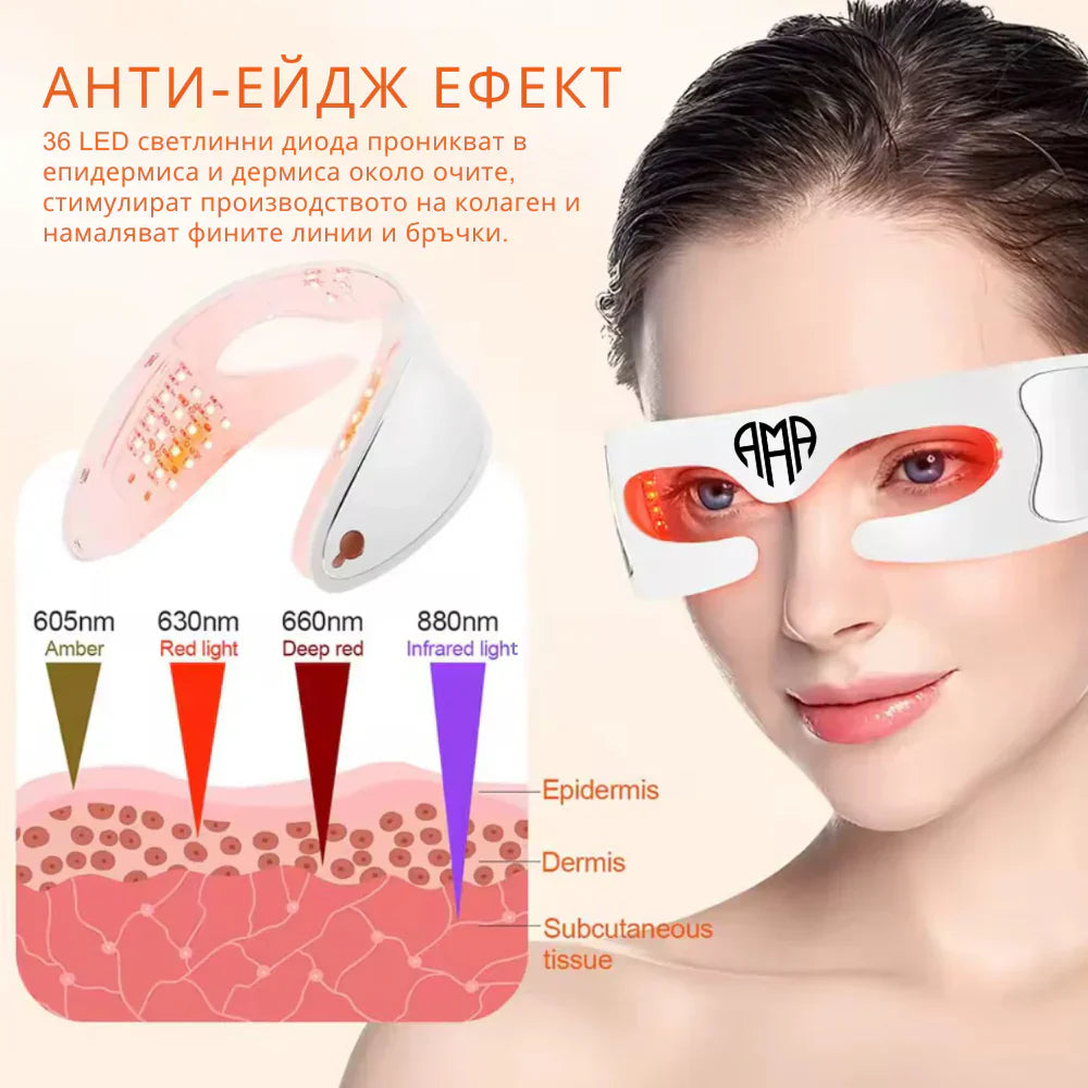 Augenmaske mit 880-nm-Rot-LED-Therapie – Erholung, Straffung und Kollagenaktivierung
