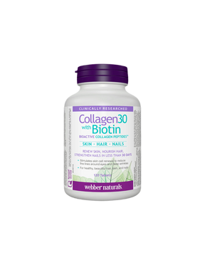 Collagen30® with Biotin / Collagen (bioactive collagen peptides) with biotin, 120 tablets Webber Naturals - Nutra Best Europe