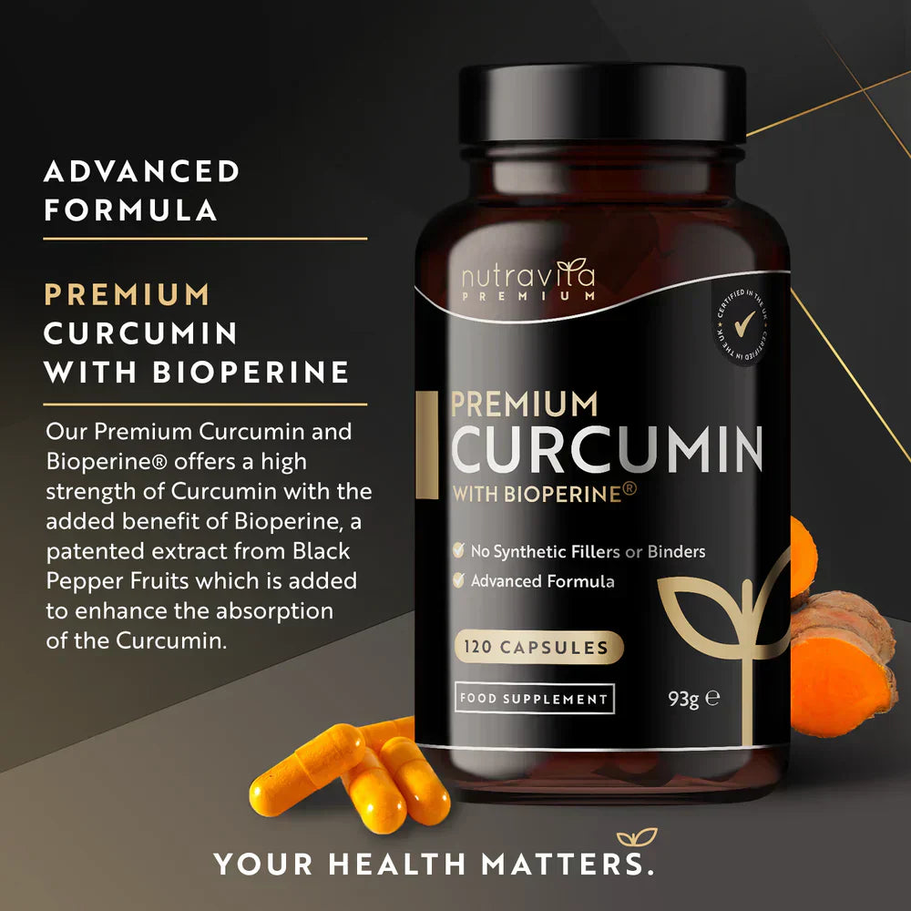 Premium Curcumin 95 % Curcuminoide mit Bioperine® – 120 Kapseln