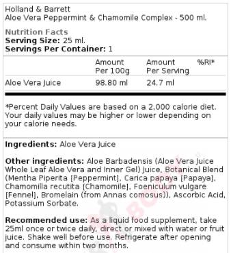 Aloe Vera -Saft mit Verdauungsenzymen 500 ml