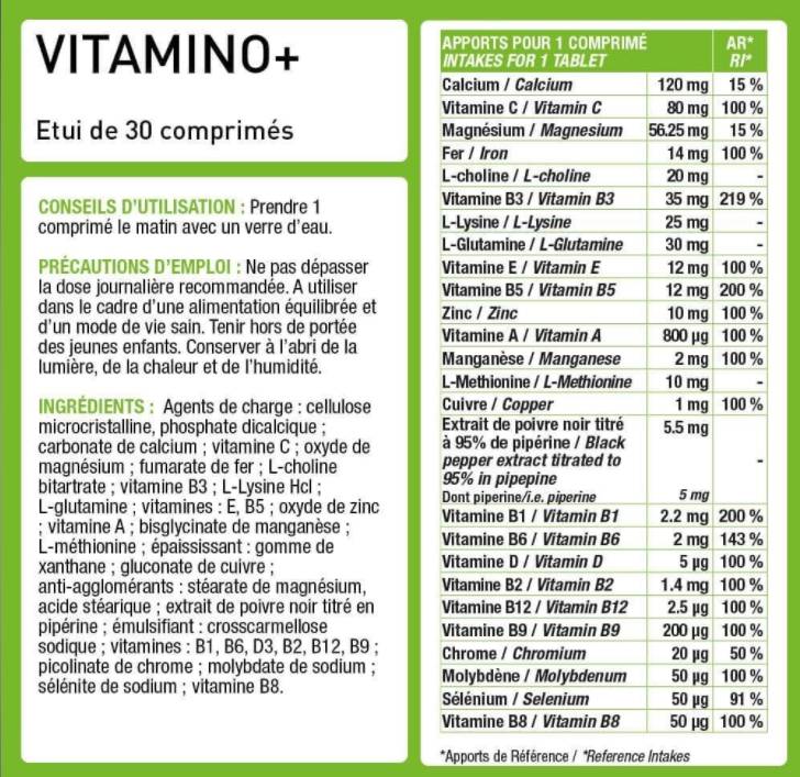 Vitamino+ | Multivitamin -Komplex im Immunität und Müdigkeit - 30 Kapseln