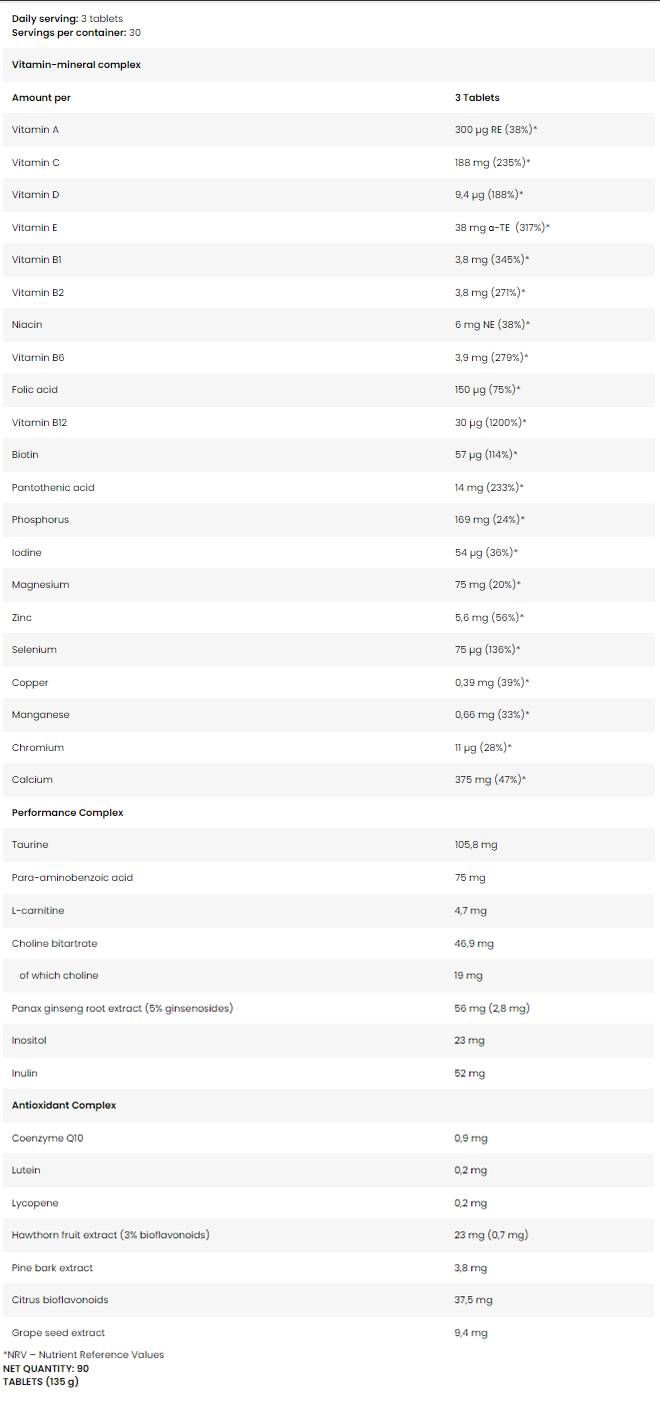 Angereicherter Vita -Komplex - 90 Tabletten