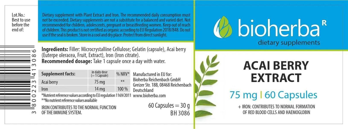 Acai-Beeren-Extrakt 75 mg – 60 Kapseln