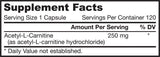Acetyl-L-Carnitin 250 mg – 120 Kapseln