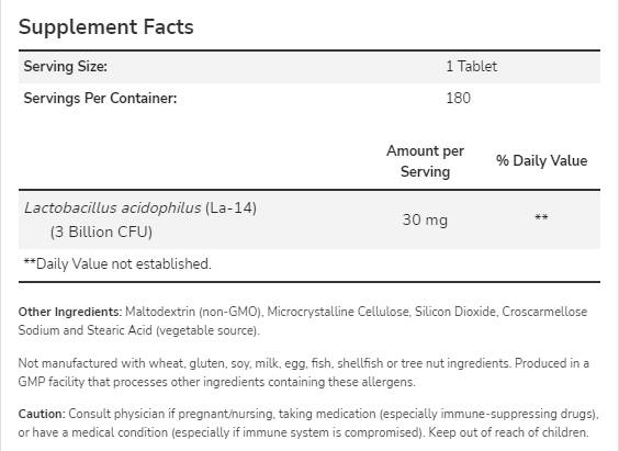 Acidophilus Three Billion - 180 Tabletten