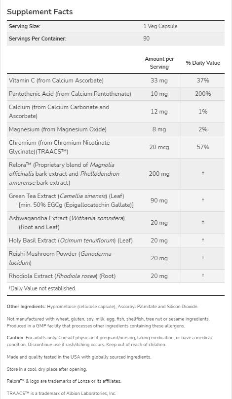 Unterstützung bei Nebennierenstress | Super Cortisol Support [90 Kapseln, 90 Dosen]