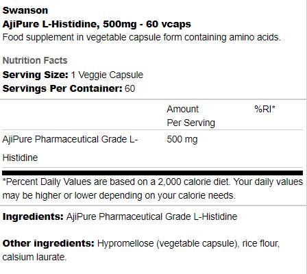AjiPure L-Histidin 500 mg 60 Kapseln