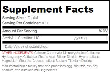 Alcar/Acetyl L-Carnitin 750 mg – 100 Tabletten