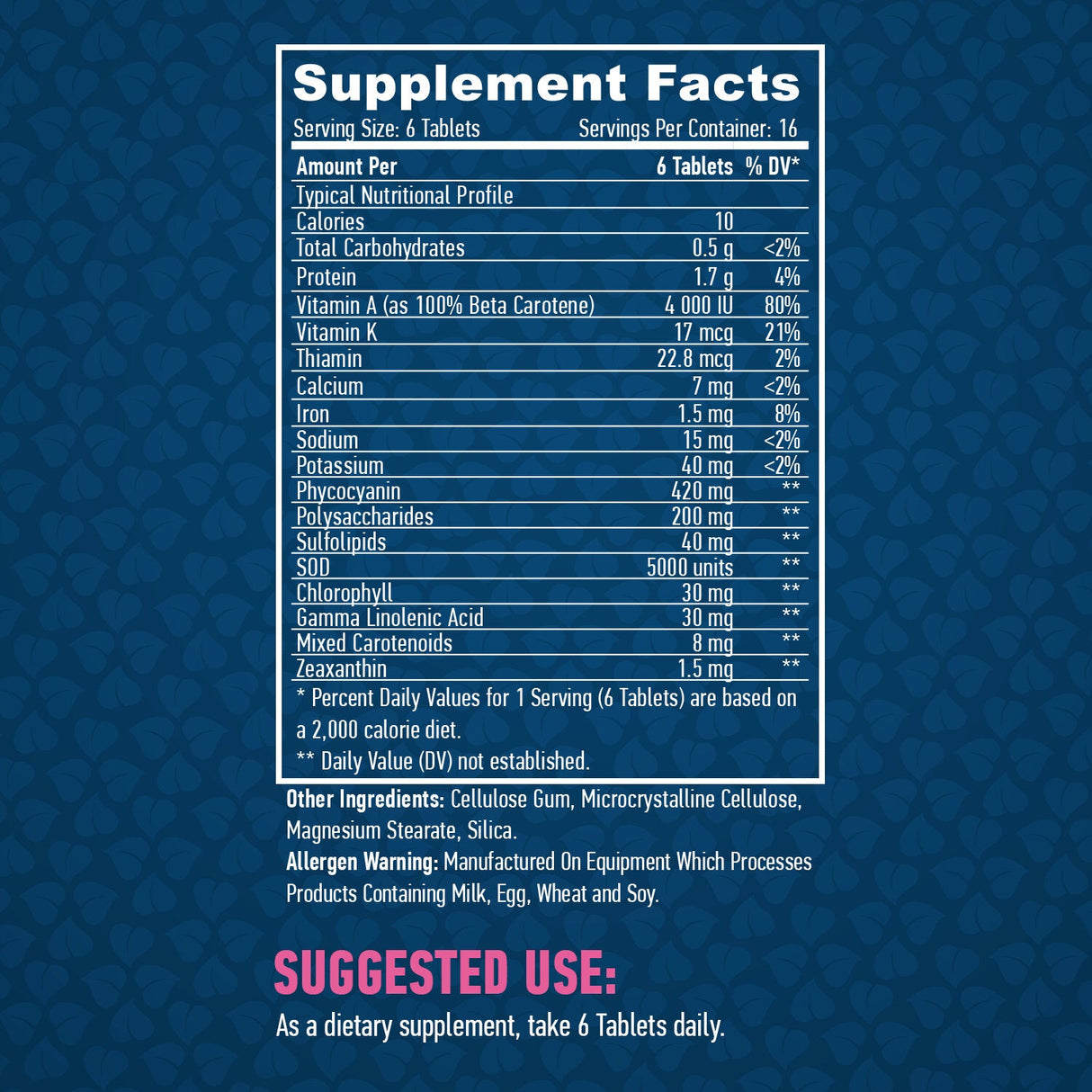 Ganz natürliche Spirulina 500 mg./100 Tabs.