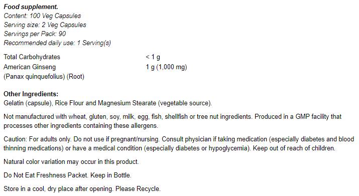 Amerikanischer Ginseng 500 mg – 100 Kapseln