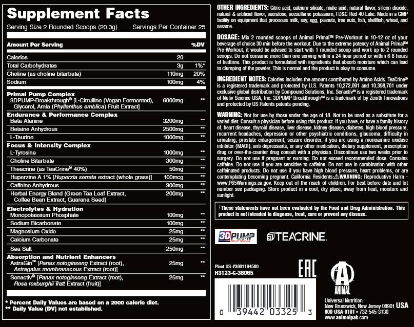 Animal Primal Preworkout | Umfassende Preworkout-Formel – 507 Gramm