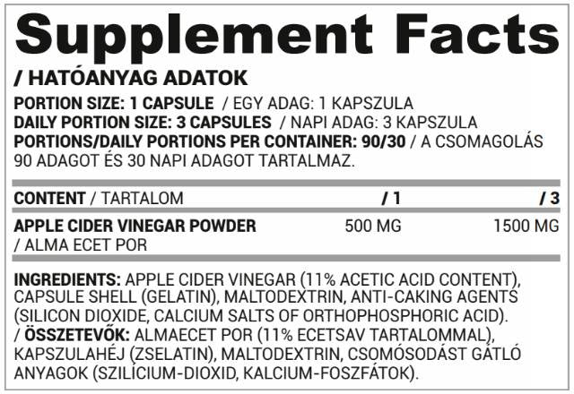 Apfelessig 500 mg – 90 Kapseln