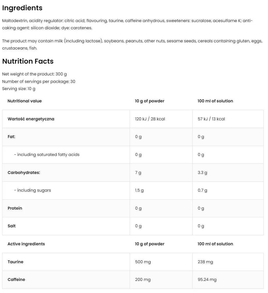 Aqua Kick/Advanced Hydration mit Koffein und Taurin – 300 Gramm