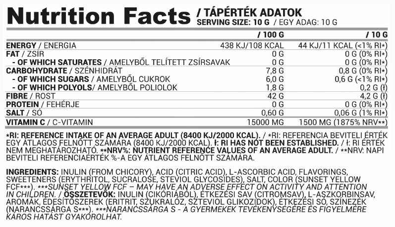 Aqua+ | Erfrischendes Getränkepulver mit Vitamin C und Inulin – 10 Gramm