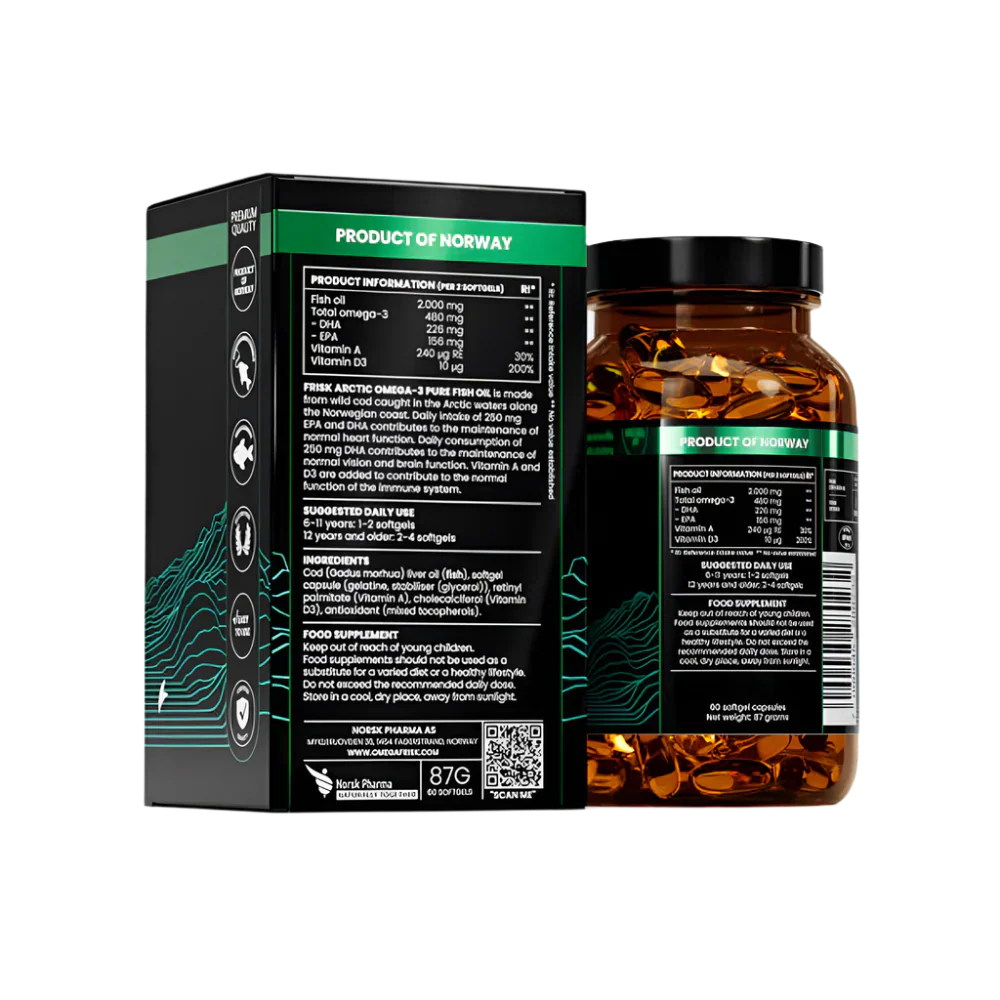 Arctic Pure – Omega-3 aus 100 % wildem arktischem Kabeljau – 60 Kapseln