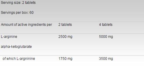 Arginin AKG/AAKG 1250 mg - 120 Tabletten