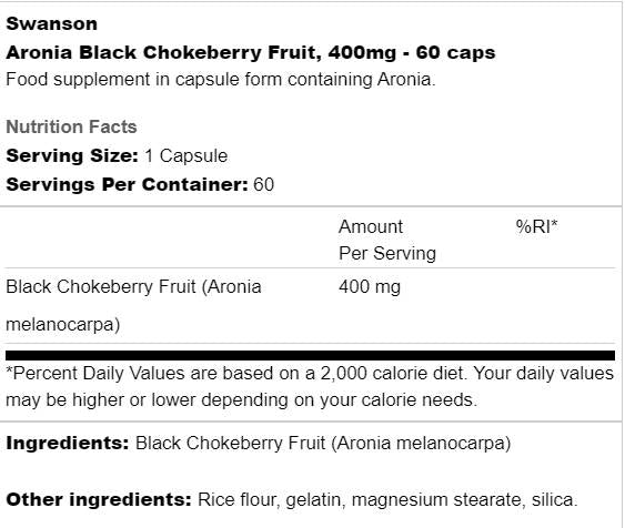 Aronia Schwarze Apfelbeerfrucht 400 mg 60 Kapseln