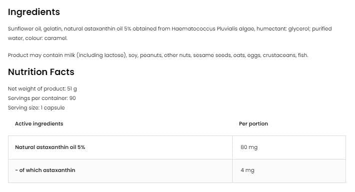 Astaxanthin Forte 4 mg 90 Gelkapseln