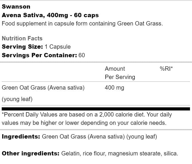 Avena Sativa 400 mg 60 Kapseln
