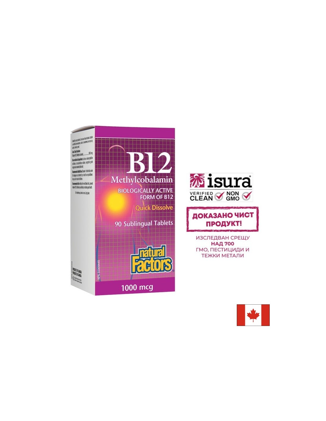 Vitamin B12 (Methylcobalamin) 1000 µg, 90 Sublingualtabletten <tc>Natural Factors</tc>