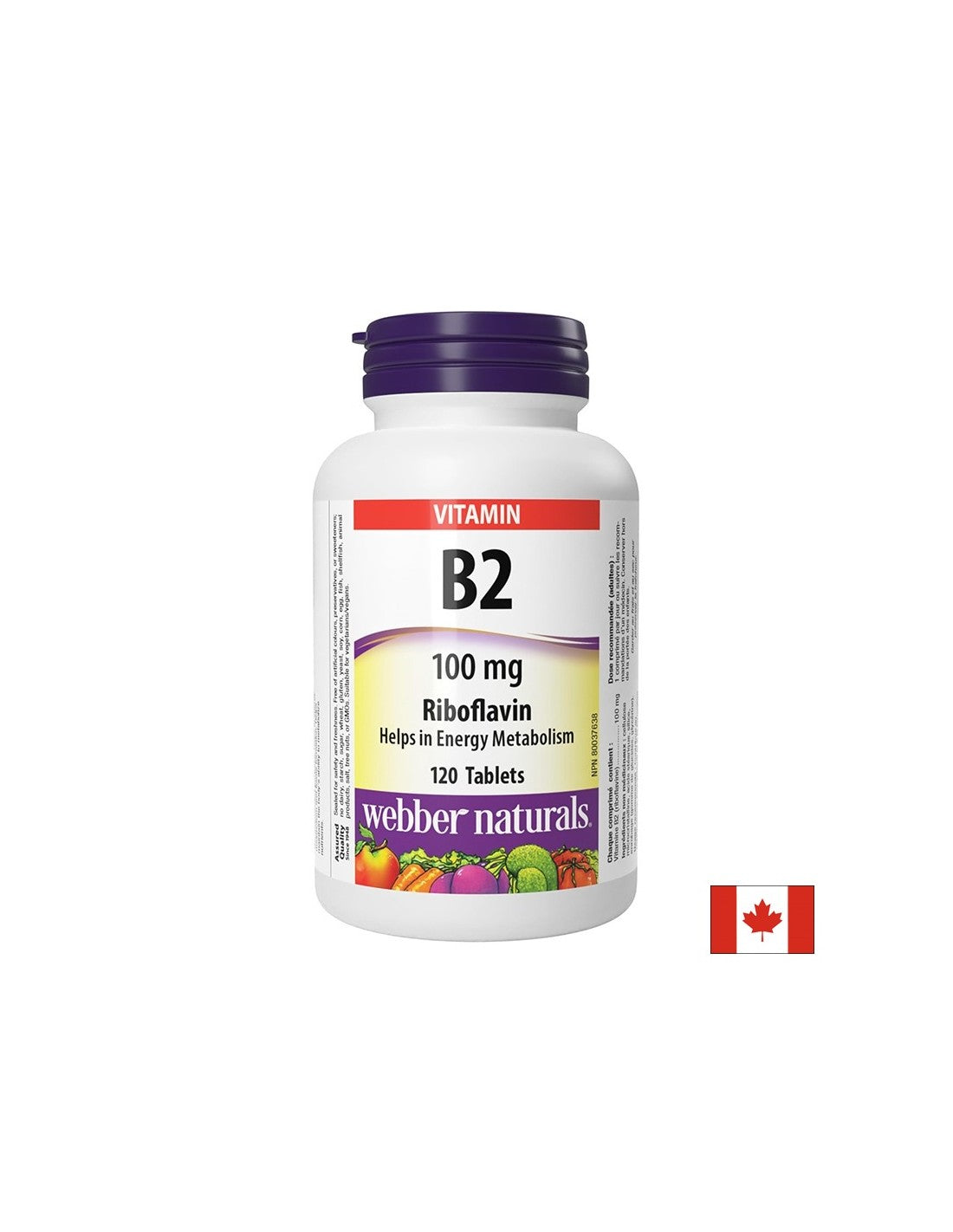 Vitamin B2 (Riboflavin) – Energie- und Nahrungsergänzung, 100 mg x 120 Tabletten