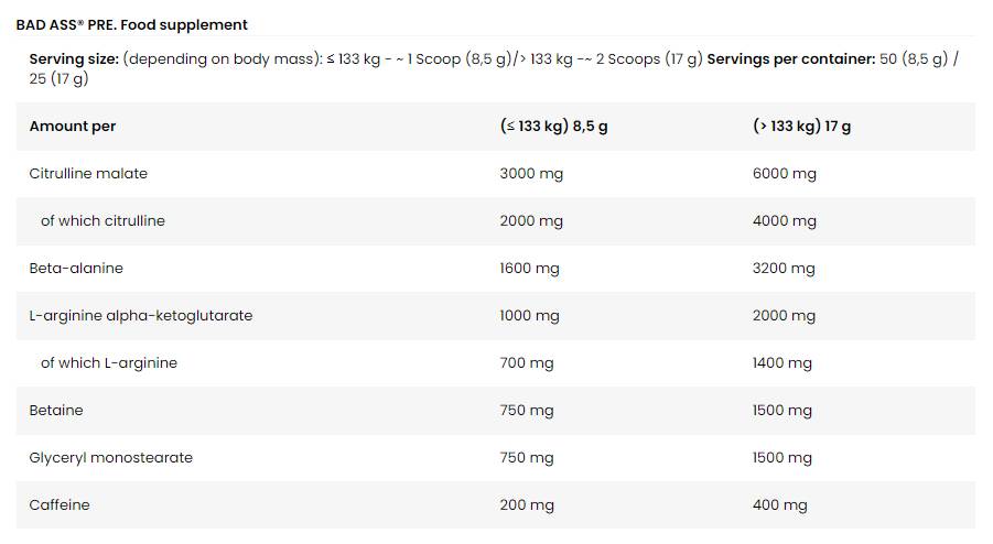 <tc>BAD ASS</tc> PRE | Extreme Pre-Workout-Formel – 425 Gramm