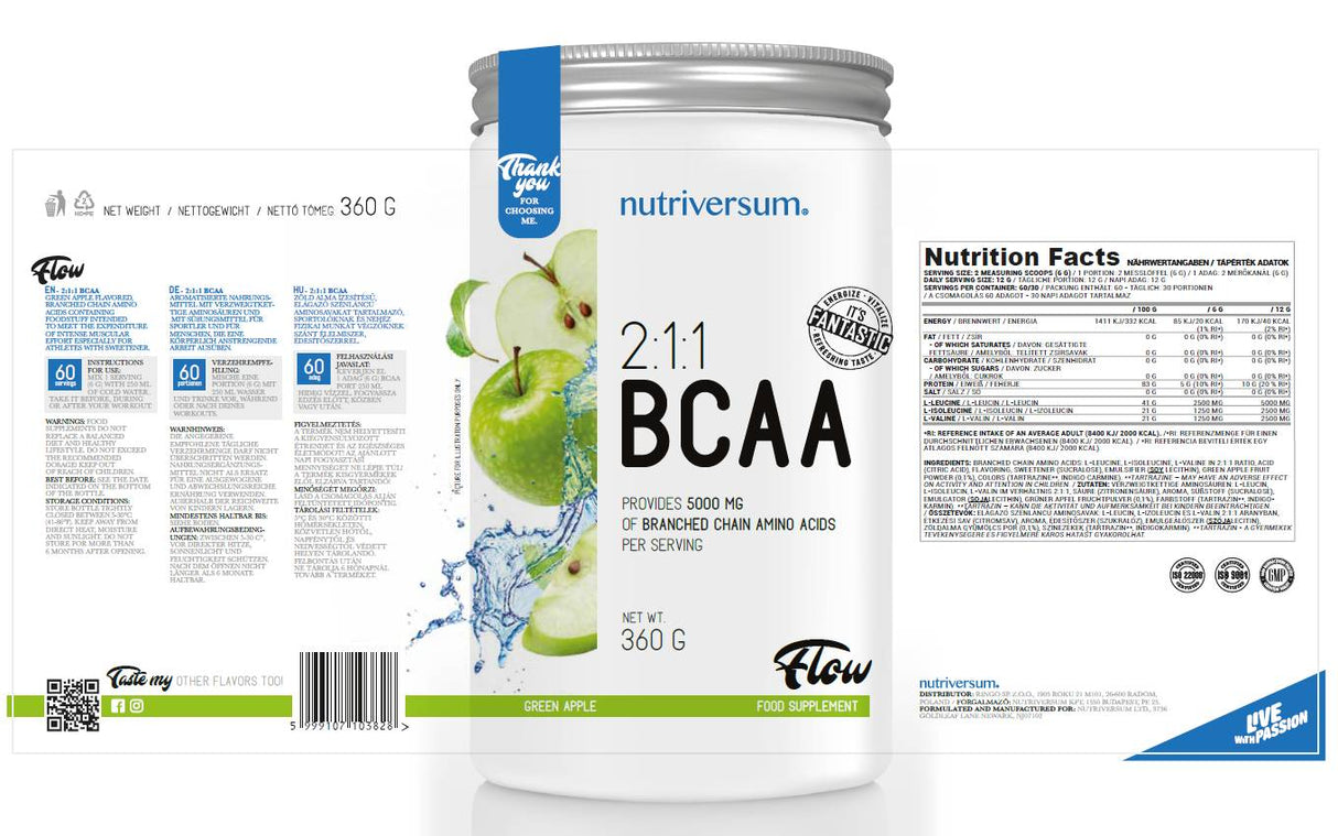 BCAA 2:1:1 Pulver | Durchfluss - 360 Gramm