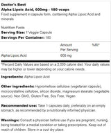 Beste Alpha -Liponsäure 600 mg - 180 Kapseln