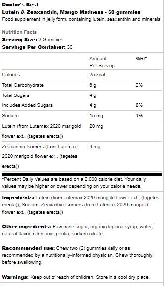 BESTE Lutein- und Zeaxanthin-Gummis – 60 Gummis