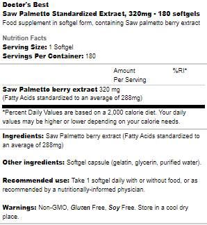 BEST Saw Palmetto 320 mg – 180 Gelkapseln