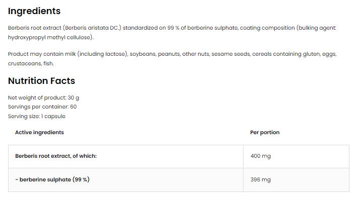 Berberinsulfat 396 mg | 99 % Berberiswurzelextrakt 60 Kapseln