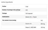 Betain Hcl 650 mg + Pepsin – 120 Kapseln
