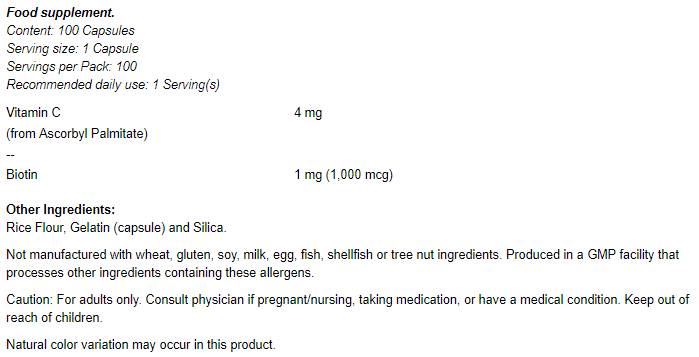 Biotin 1000 µg – 100 Kapseln