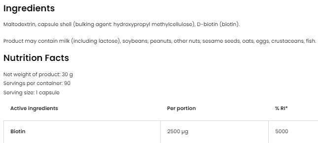 Biotin 2500 mcg/Vege 90 Kapseln