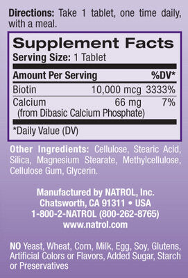 Biotin maximale Stärke 10.000 µg./100 Tabs.