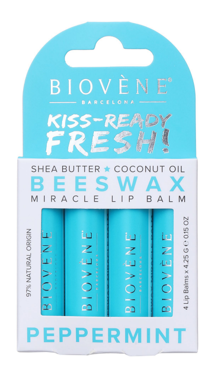 Lippenbalsam mit Bienenwachs und Minze - Frische und Schutz - 4 Stücke