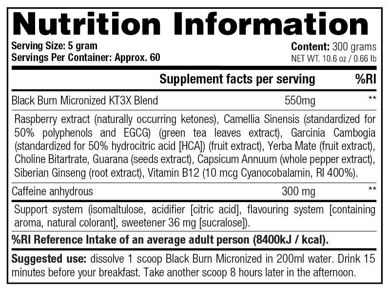 Black Burn mikronisiert – 300 Gramm