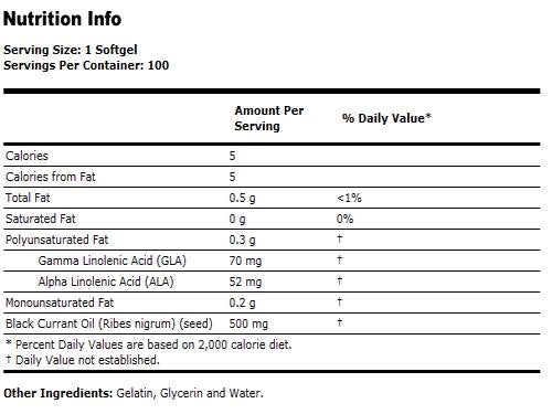 Schwarzes Johannisbeeröl 500 mg – 100 Gelkapseln