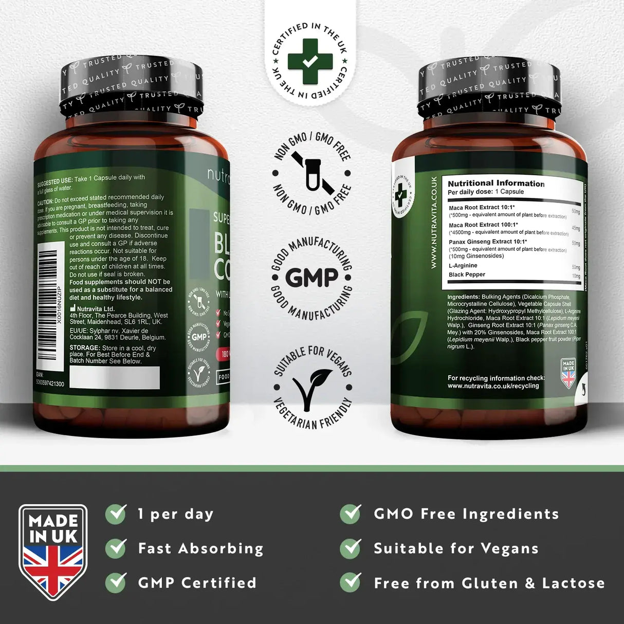 Schwarzer Maca-Wurzel-Komplex 5000 mg/180 Kapseln, 180 Tage/ <tc>Nutravita</tc>