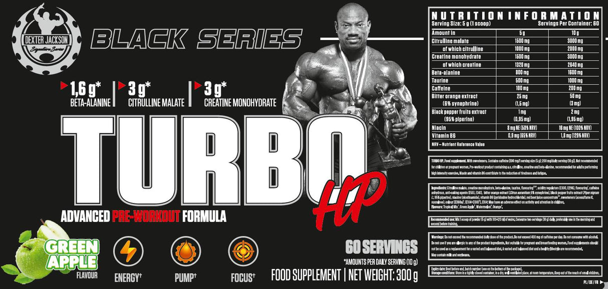 Schwarze Serie | Turbo HP Advanced Pre-Workout Formula – 300 Gramm