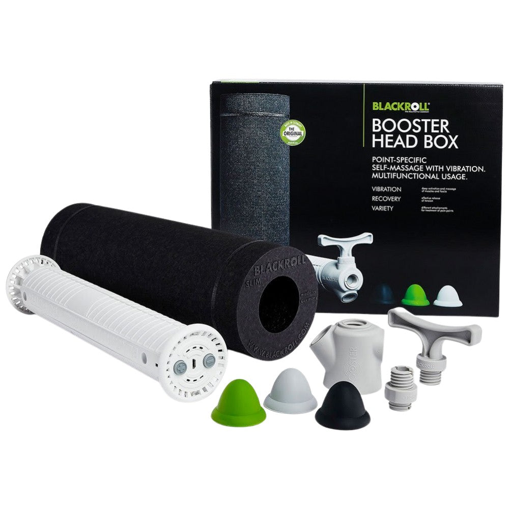 <tc>Blackroll</tc>® Booster Head Box | Set aus Schaumstoffrolle, Massagegerät und Aufsätzen