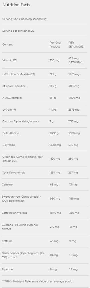 Beutel mit Blut und Eingeweiden/New Age of Pre-Workout – 19 Gramm
