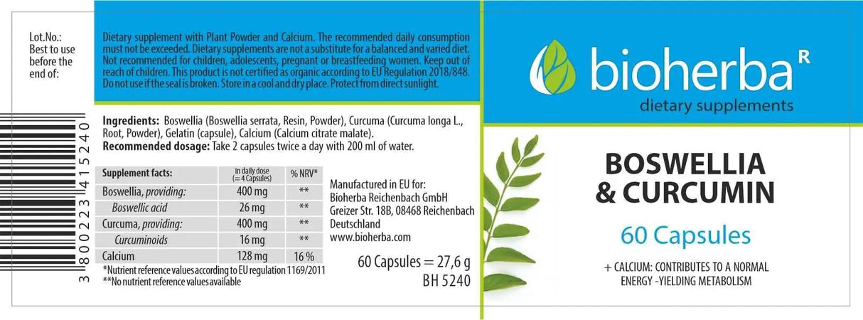 Boswellia und Curcumin – 60 Kapseln
