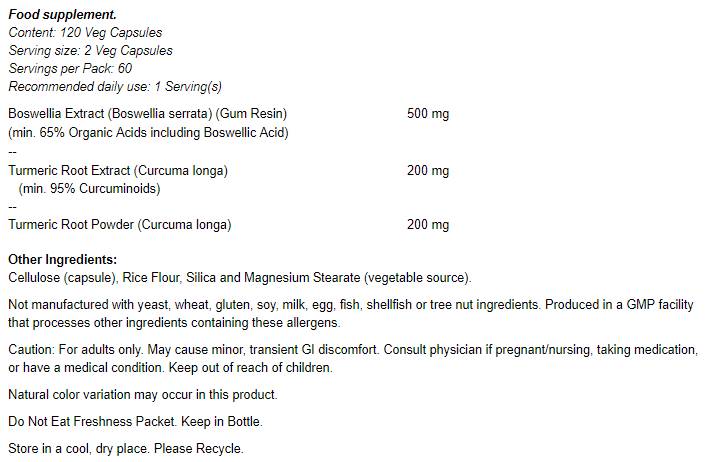 Boswellia-Extrakt 250 mg – 120 Kapseln