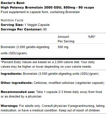 Bromelain 3000 GDU 500 mg | Hohe Wirksamkeit – 90 Kapseln