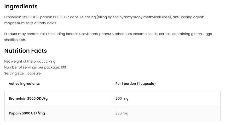 Bromelain + Papain-Enzyme 100 Kapseln